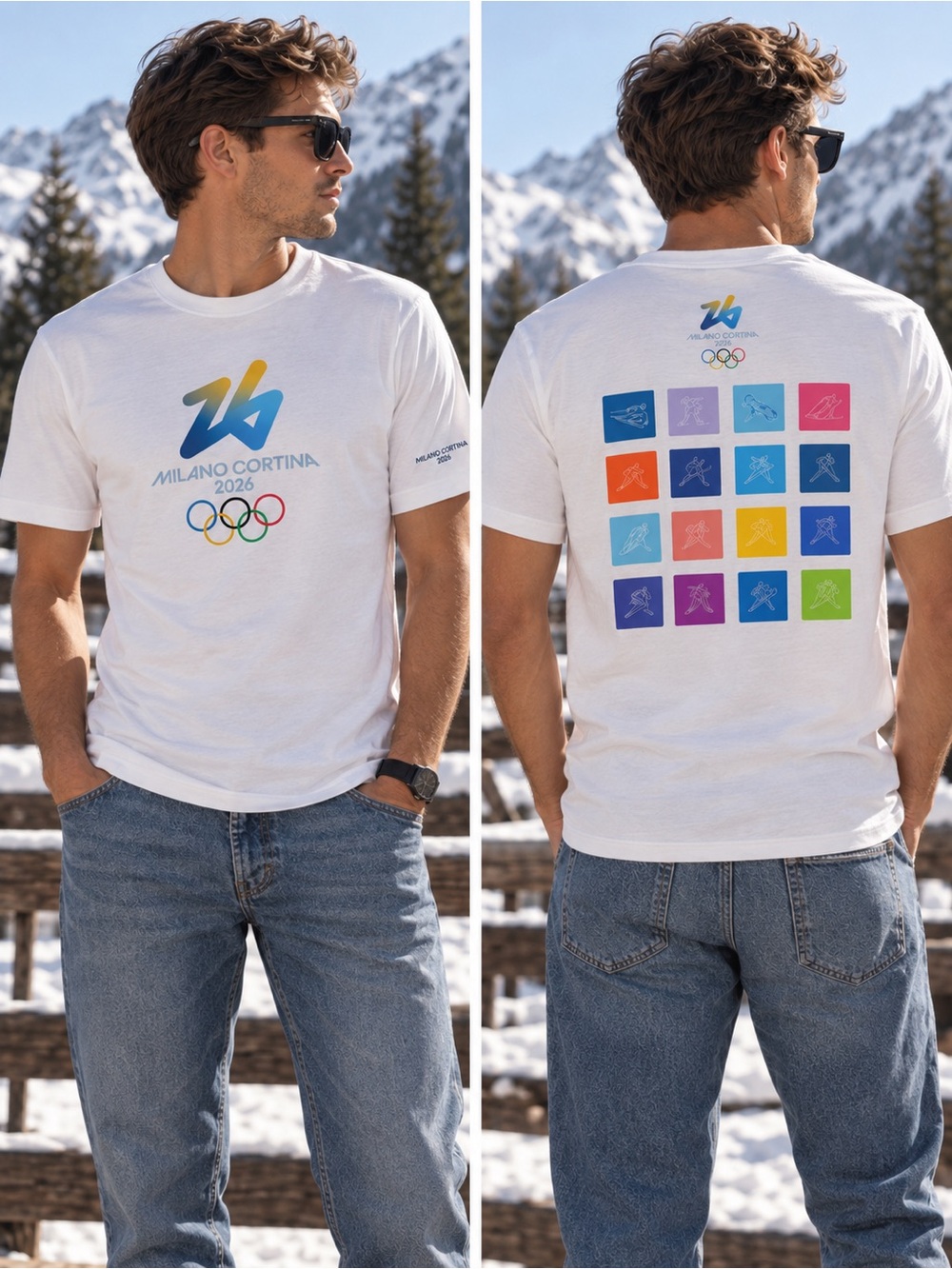 Milano Cortina 2026 White Logo Short Sleeve T-Shirt